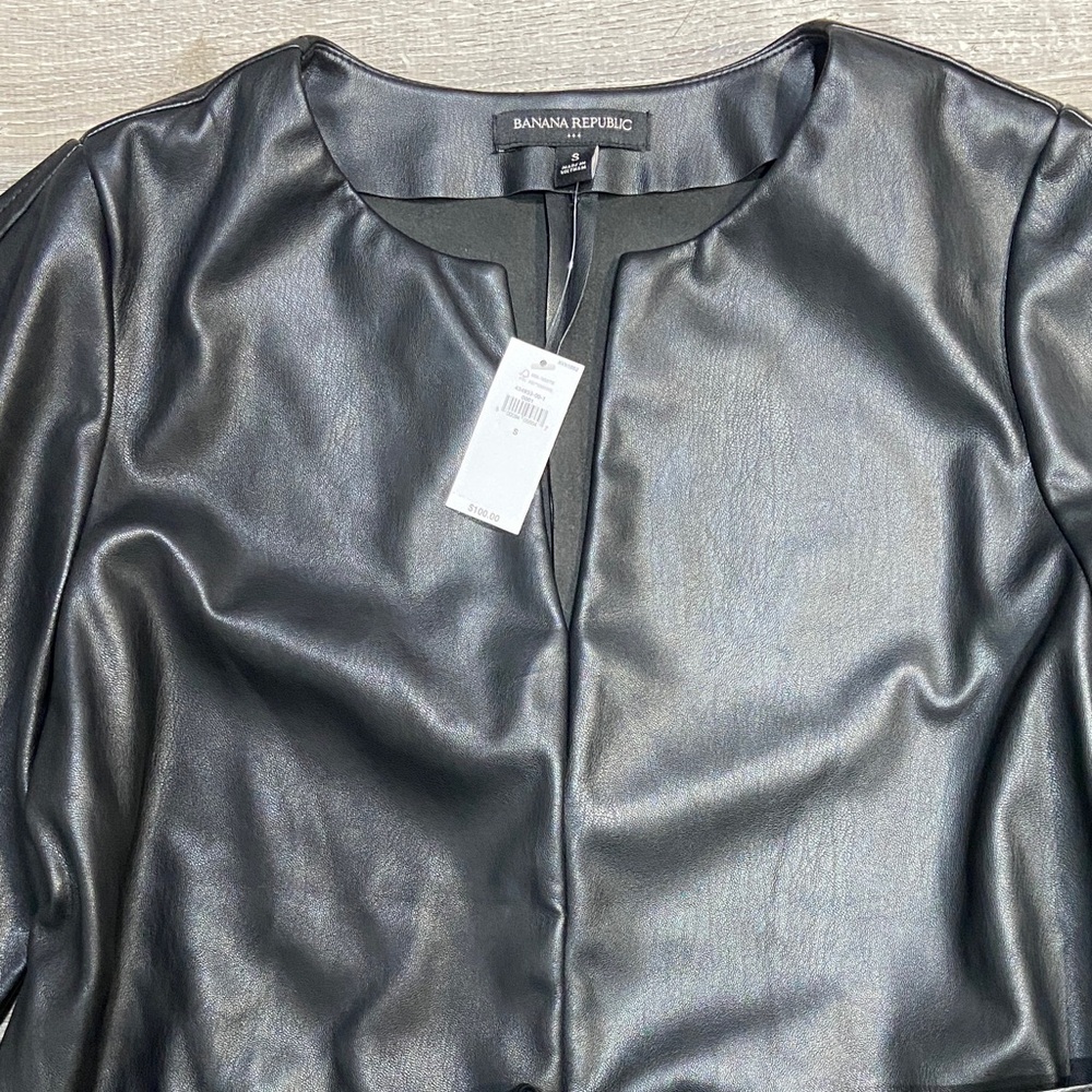 Banana Republic Women's Sleek Black Vegan Leather Top
